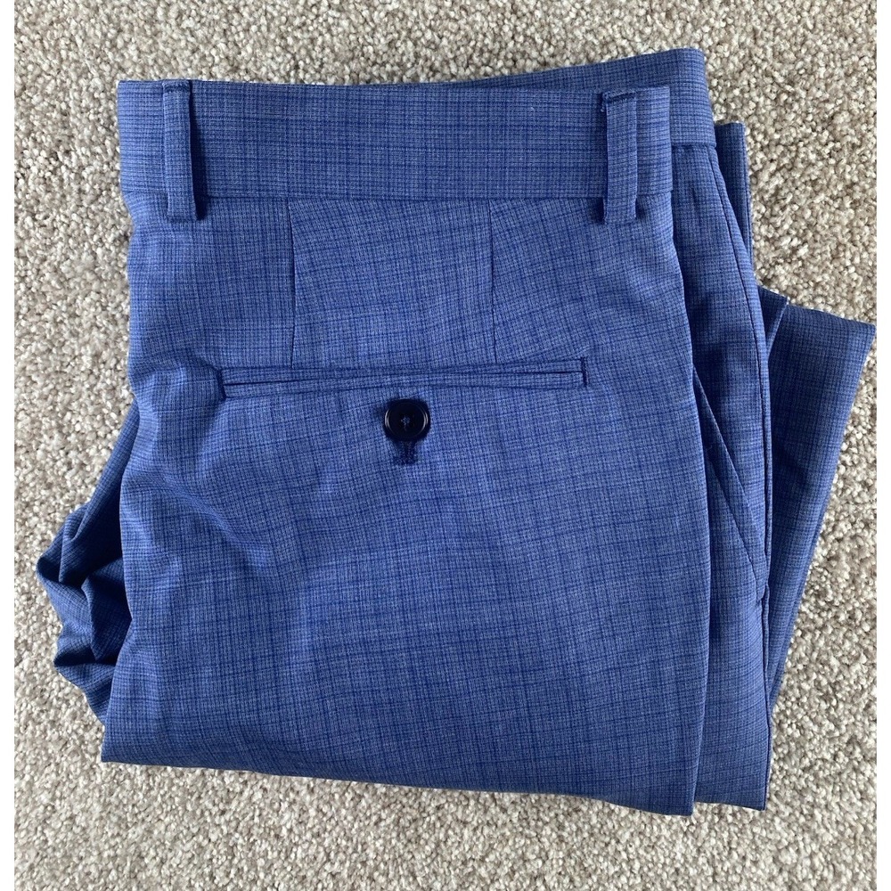 Armani Exchange Mens 32x30 Blue Plaid Straight Leg Dress Pants Performance